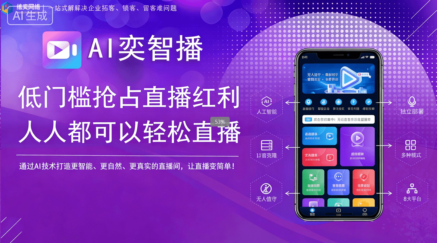 【维奕网络】奕智播APP（AI直播+硬改摄像头）