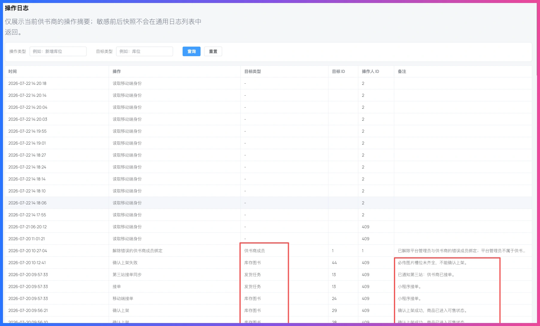 图书ERP人工实测第4天:供书商流程又得重新改一遍插图3 图书ERP人工测试期间的操作日志画面