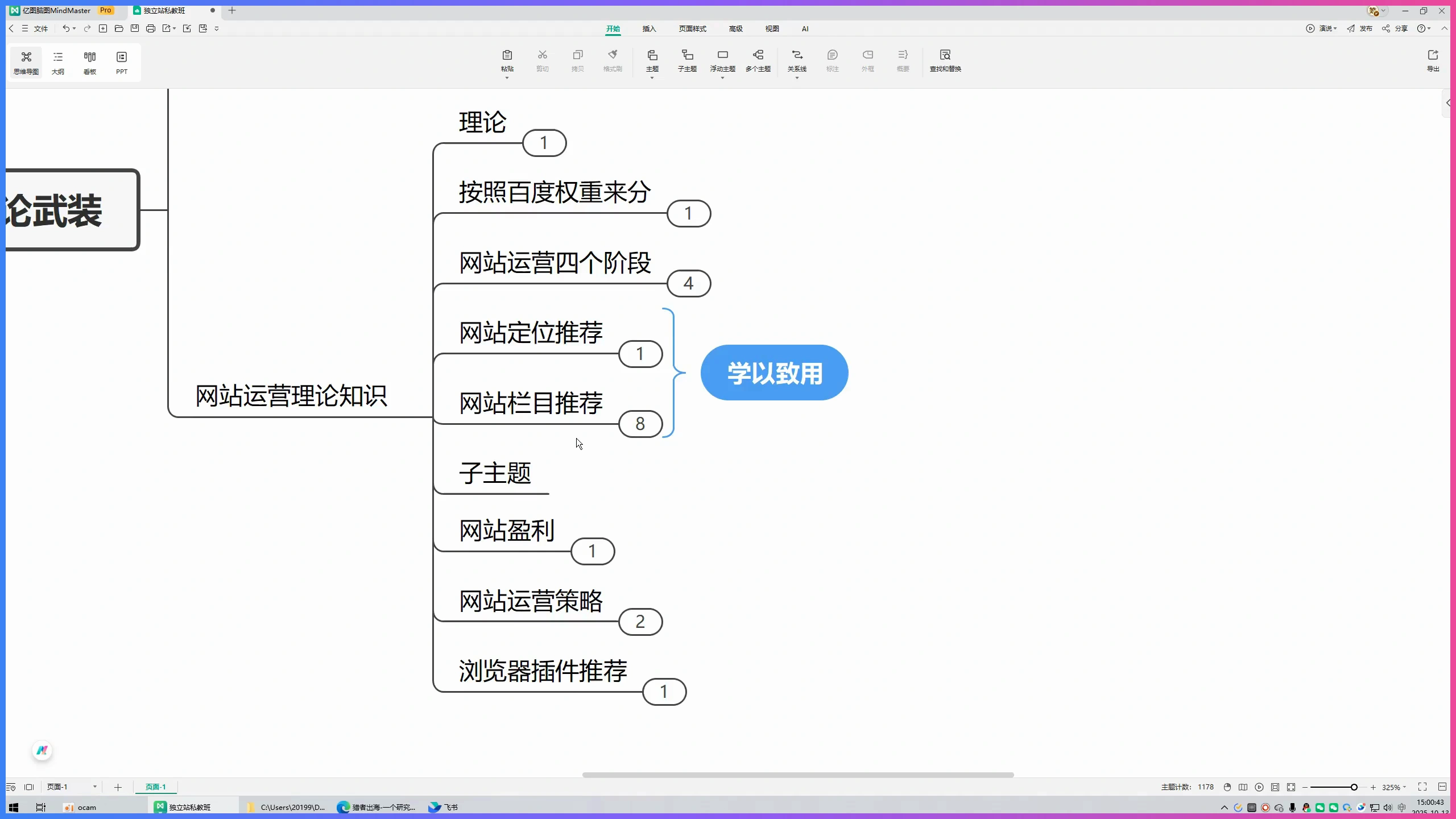 个人网站刚开始做什么内容?新手栏目设置方法插图1 课程中网站页面分类和栏目结构的思维导图