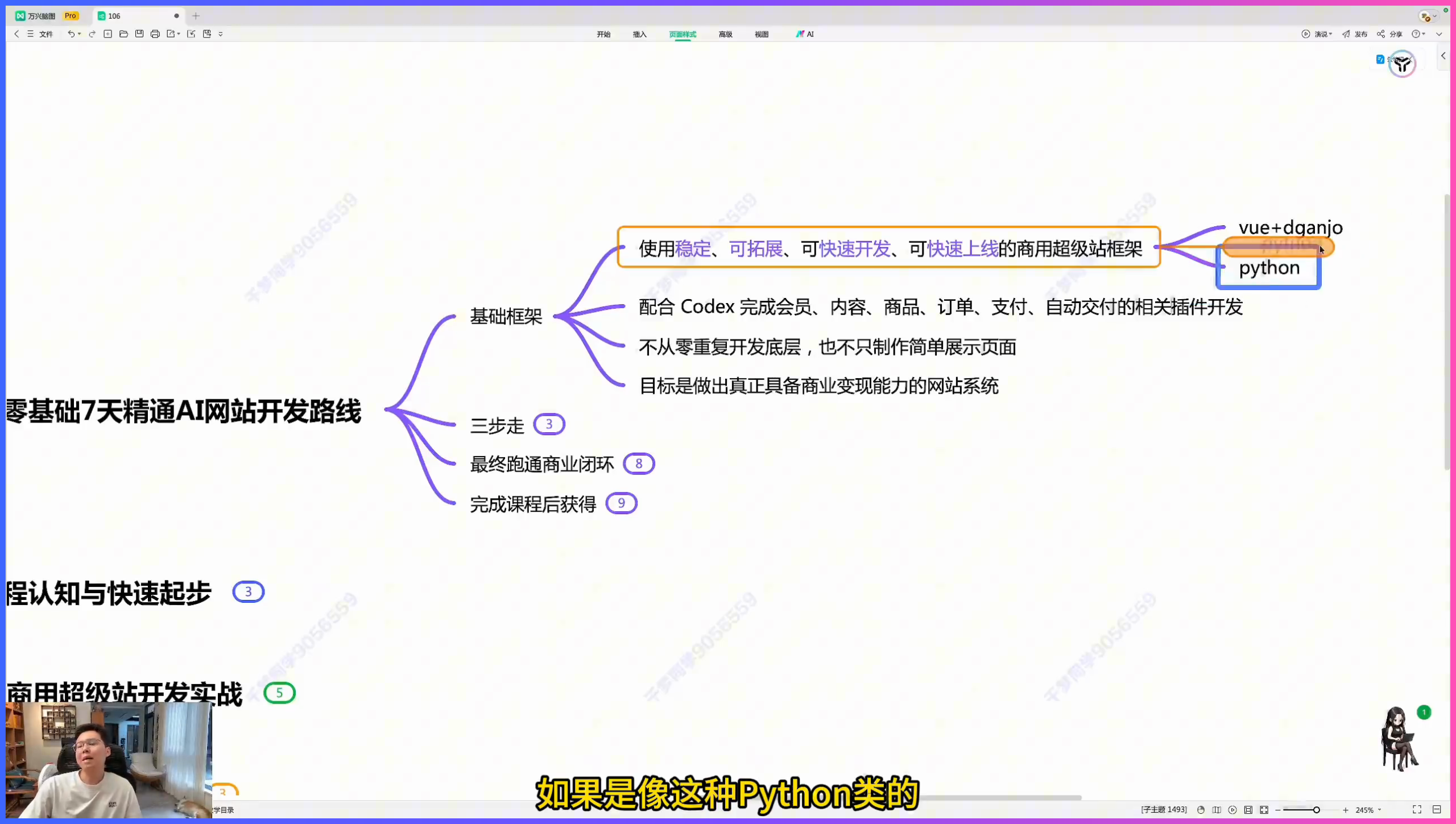 用Codex做网站难吗?7天可以完全掌握!插图1 第106期课程中面向零基础学习者的AI网站开发框架画面